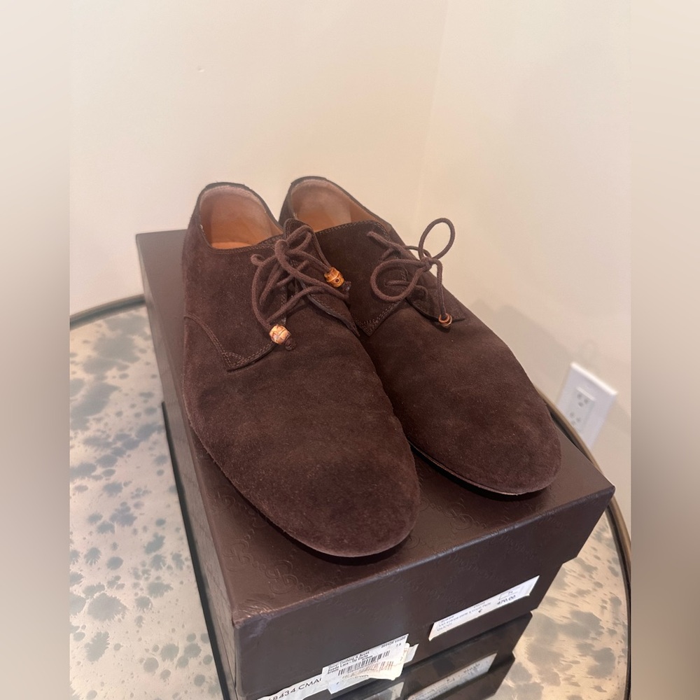 Gucci Bamboo Accent Suede Brogues Men's Size: 7.5 Pre-loved